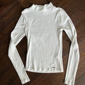 White Mock Neck Shirt - From Hollister